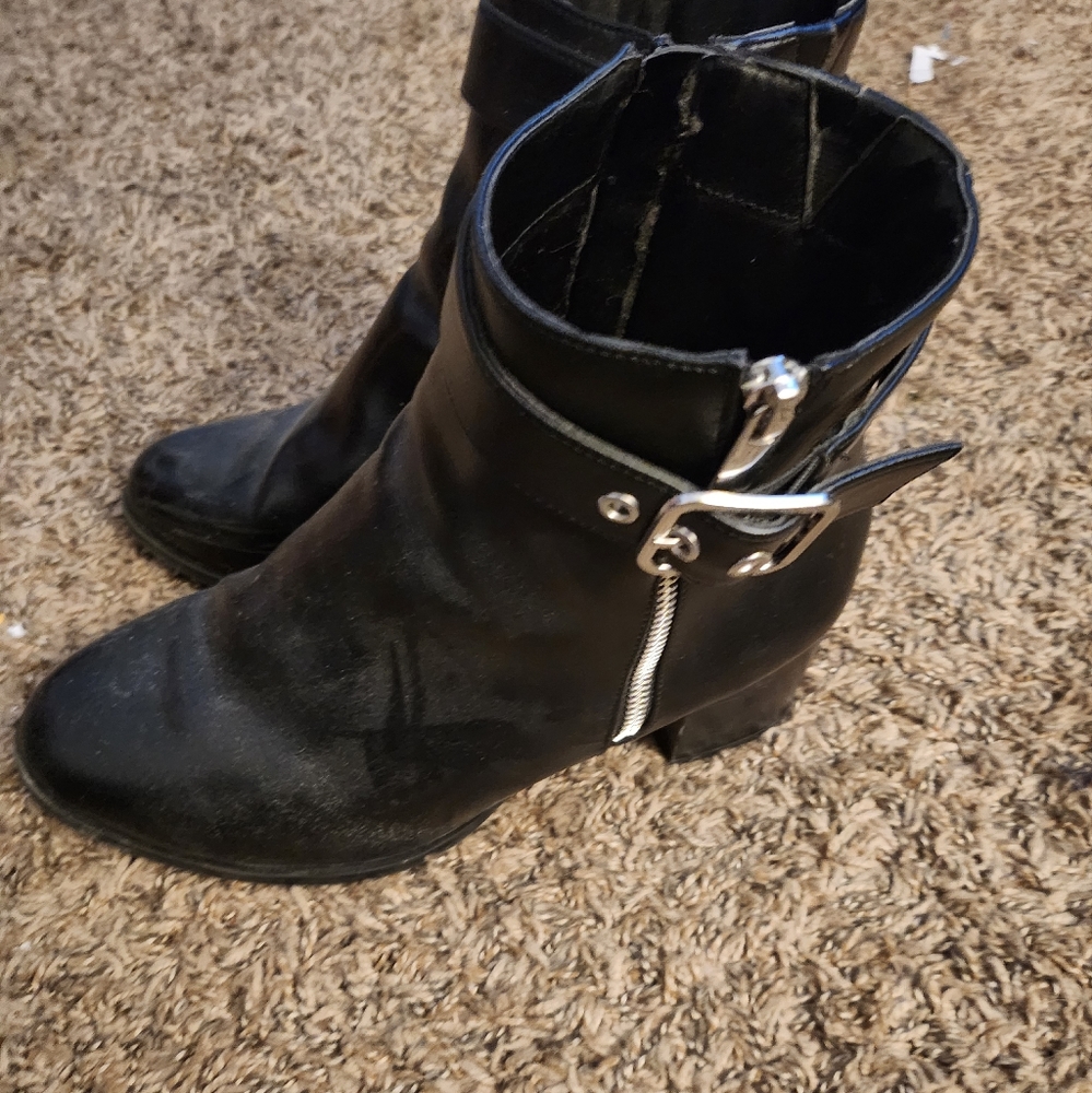 Black heeled ankle booties